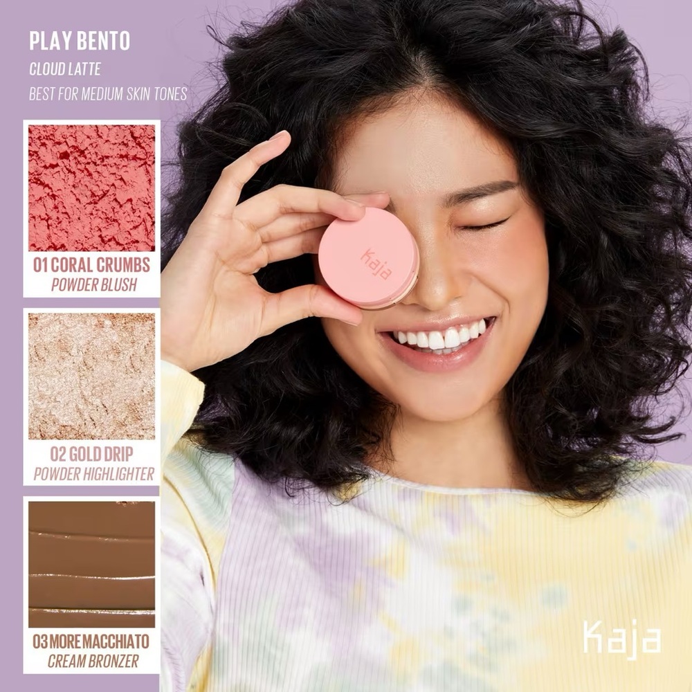 Kaja Play Bento Blendable Sculpting Trio 02 Cloud Latte Blush Bronzer Highlight - Picture 3 of 10